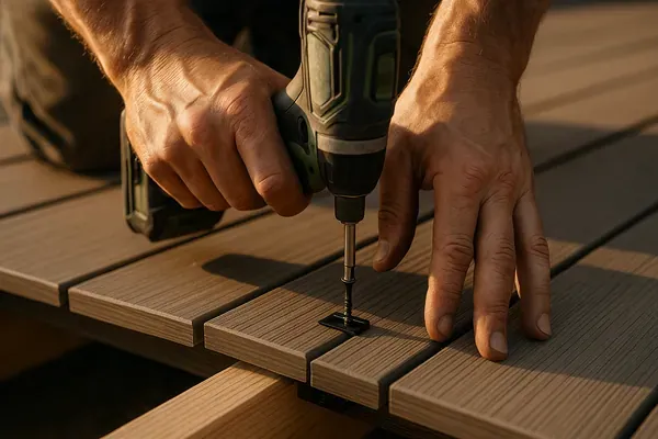 Close-up detail of expert deck building craftsmanship