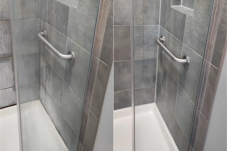 Before After Tile Grout Glass Door Cleaning by Haugland Brothers